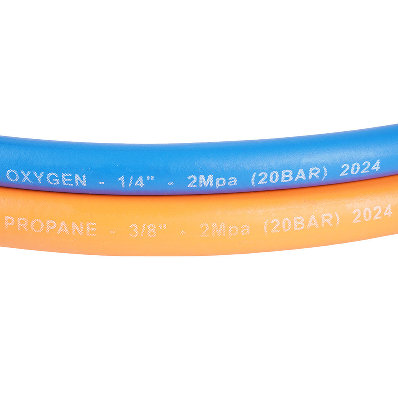 Grado T Reducción resistente al desgaste manguera de soldadura gemela naranja 3/8' azul 1/4'