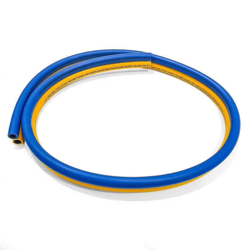 Manguera de soldadura doble de alta resistencia con refuerzo de trenzado de fibra y certificación EN ISO 3821 para aplicaciones de oxígeno y acetileno